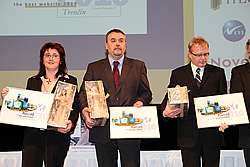 Zstupci mst ocennch v souti Eurocrest 2010  Moravsk Budjovice, Gdask a Trenn (zleva doprava)
